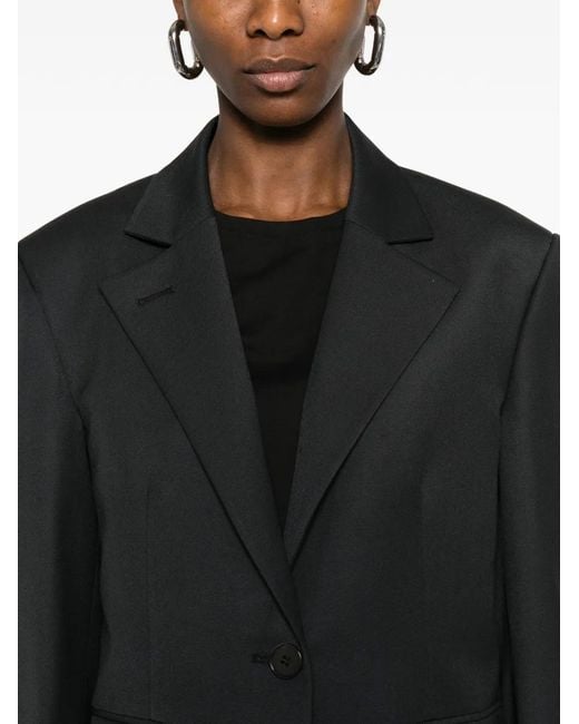 Low Classic Black Notched-Lapel Button-Fastening Blazer