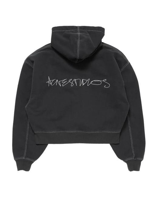 Acne Black Contrast-Stitch Zip-Up Hoodie
