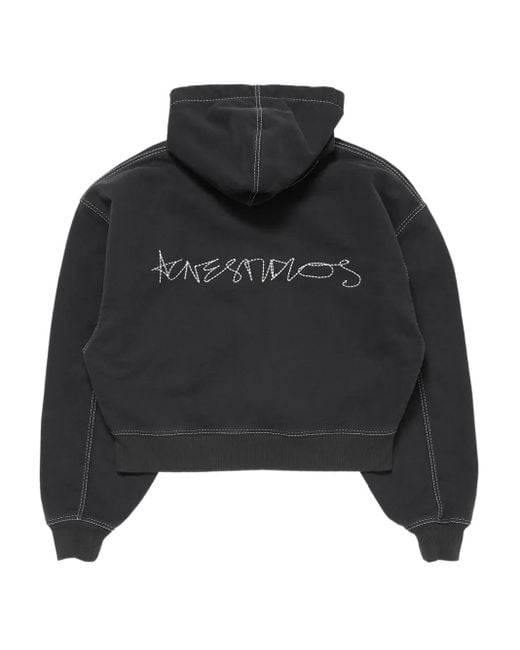Felpa Con Cuciture A Contrasto E Cappuccio di Acne in Black