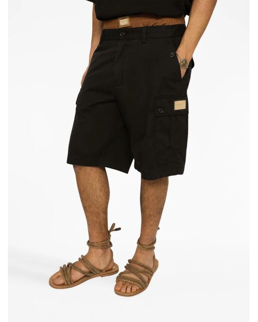 Dolce & Gabbana Black Bermuda Cargo Shorts for men