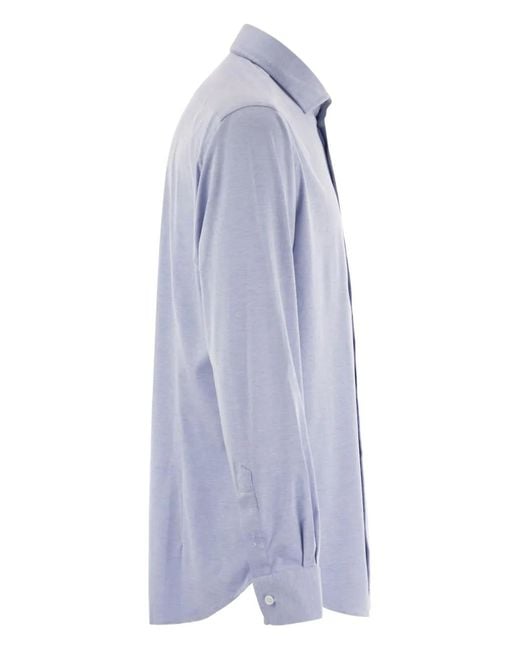 Fedeli Blue Giorgio Button Shirt for men