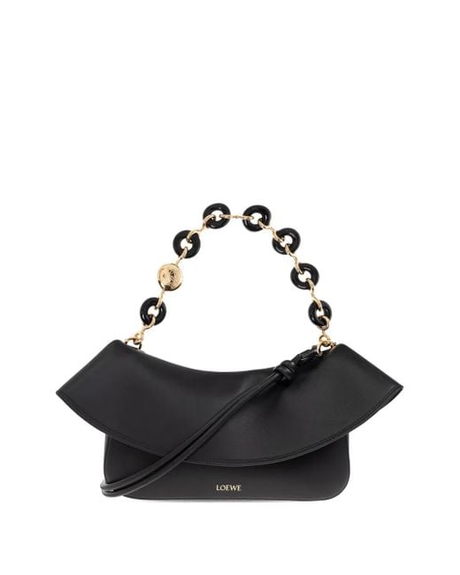 Loewe Black Leather Shoulder Bag