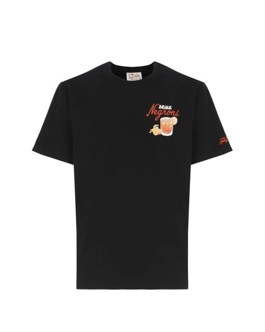 Mc2 Saint Barth Black Graphic-Print T-Shirt for men