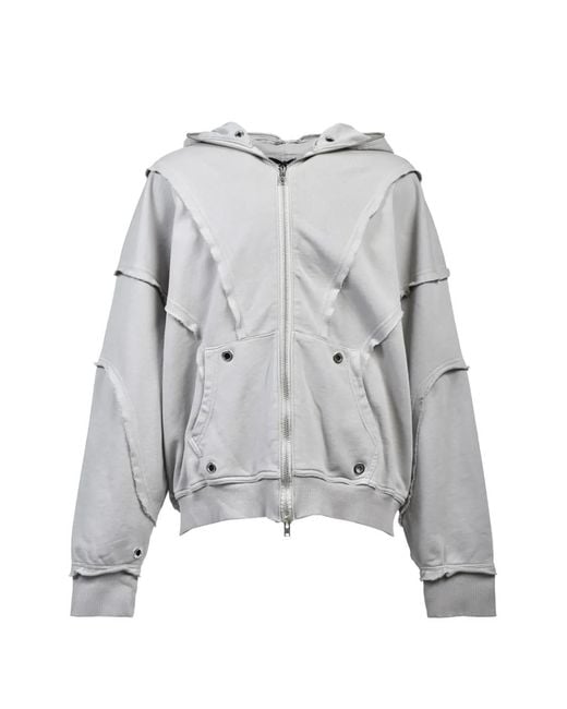 BREATH Gray Frayed Zip-Up Hoodie for men