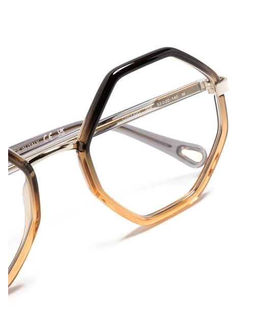 Chloé Metallic Oversized Geometric-Frame Glasses