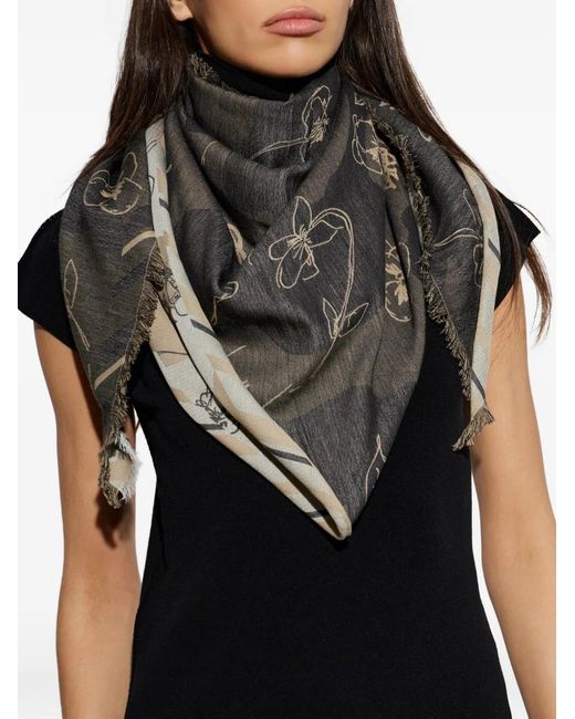 Vivienne Westwood Natural Orb-Print Frayed Scarf