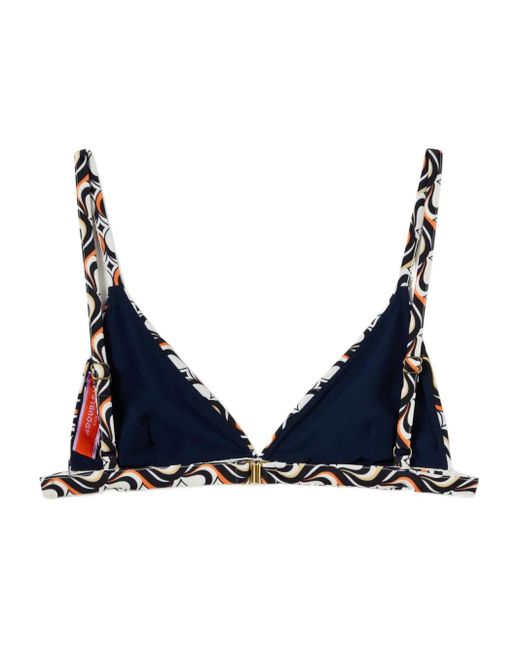 LaDoubleJ Black Geometric-Print Triangle Bikini Top
