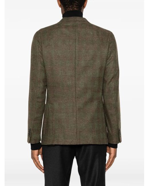 Boglioli Green Check-Pattern Notched-Lapel Jacket for men