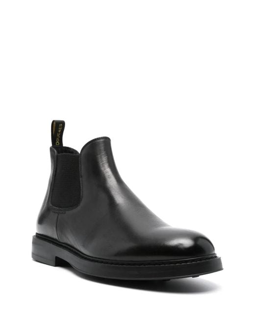 Doucal's Black Round-Toe Leather Boots for men