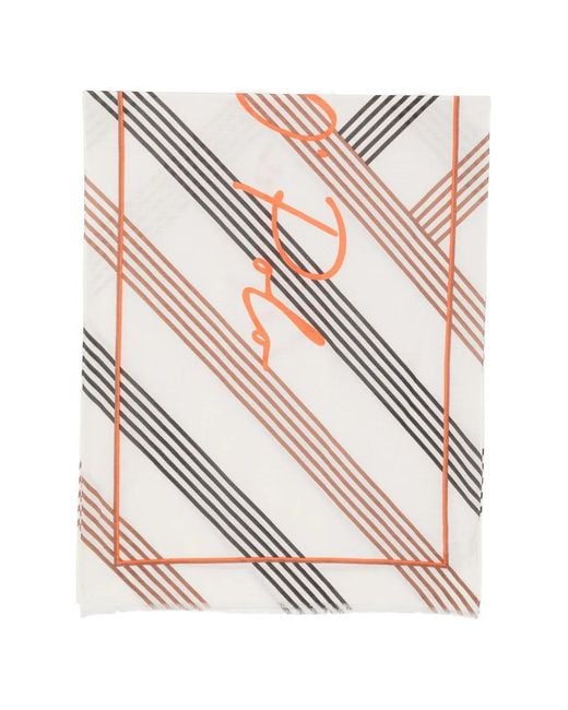 Sciarpa A Righe Con Logo di Marc O' Polo in White