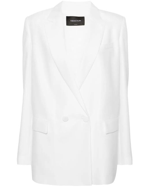 Fabiana Filippi White Peak-Lapels Double-Breasted Blazer