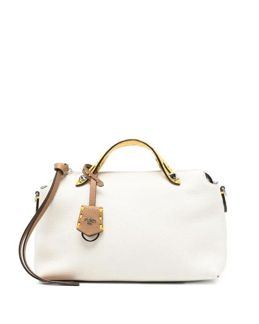 Fendi White Medium By The Way Selleria Leather Tote Bag