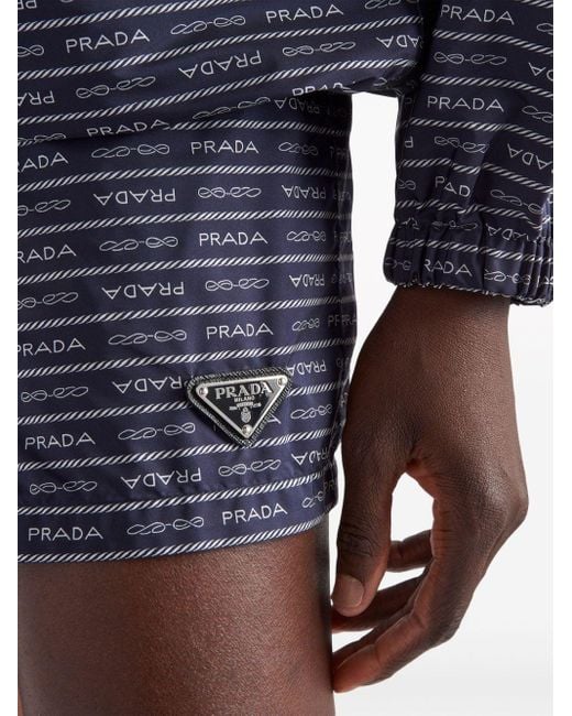 Prada Shorts Met Logoprint in het Blue