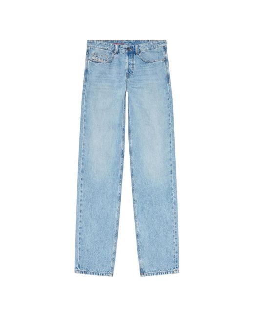 DIESEL Blue Straight-Leg Light Denim Pants With Five-Pocket Design for men