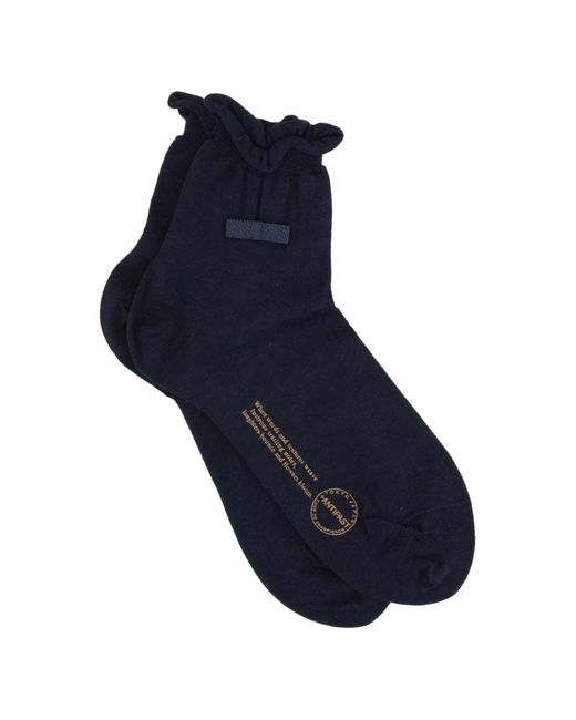 Antipast Blue Knitted Ruffle-Detail Socks