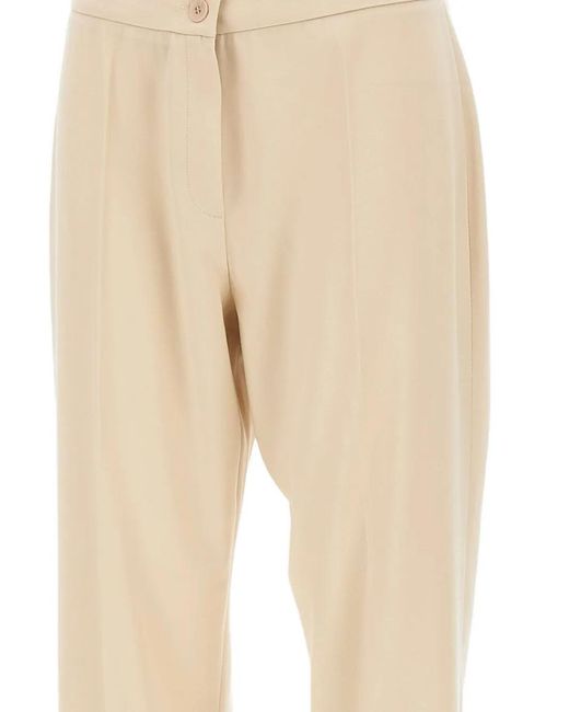 Elena Miro Natural Button Slit-Detail Trousers