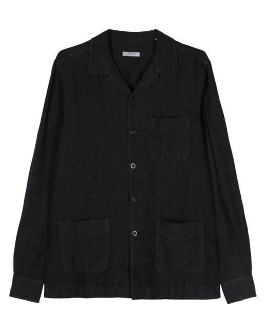 Boglioli Black Long-sleeve Linen Shirt for men