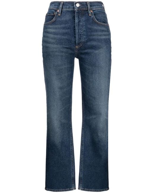 Citizens of Humanity Blue Jolene Stonewashed Cropped Jeans