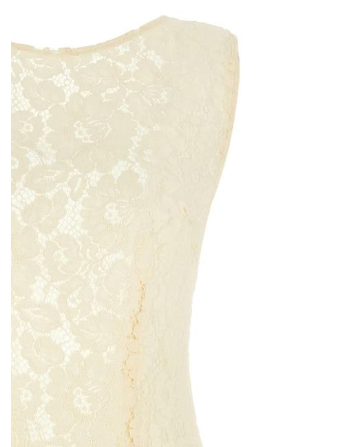 Pinko White Lace Split Midi Dress
