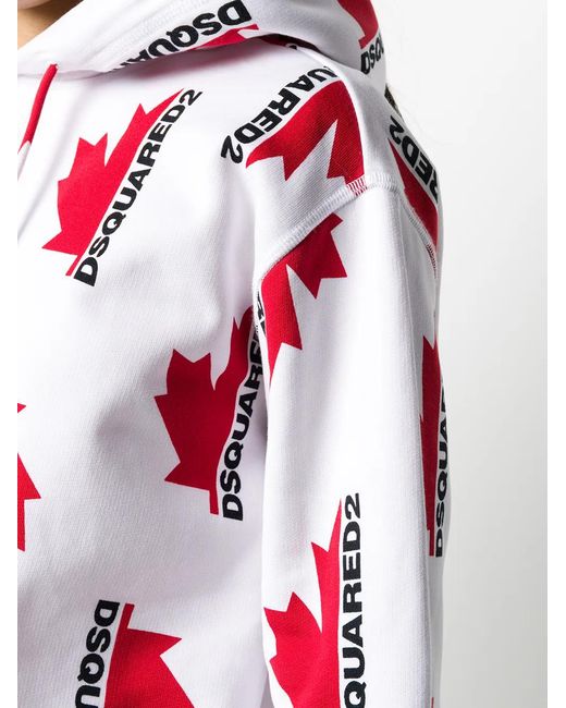 DSquared² White Loose-Fit Logo-Print Hoodie