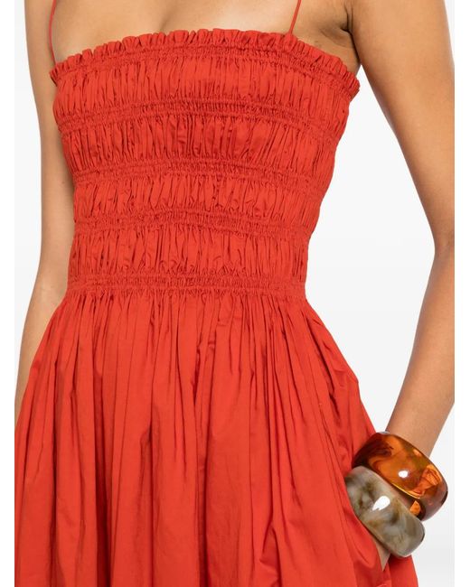 Matteau Shirred Spaghetti-Straps Cotton Maxi Dress