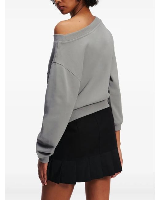 Felpa Con Stampa Logo di Karl Lagerfeld in Gray