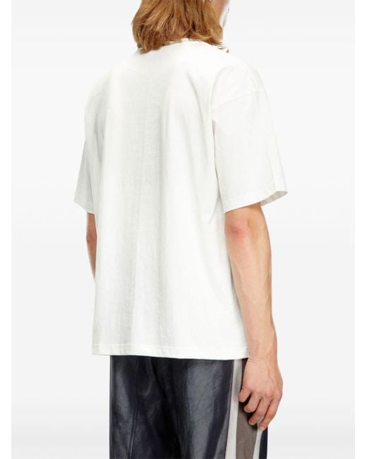 DIESEL White Logo-print Cotton T-shirt for men