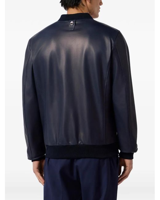Billionaire Blue Zip-Up Bomber Jacket for men