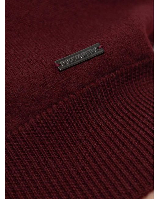 DSquared² Red V-Neck Sleeveless Wool Top
