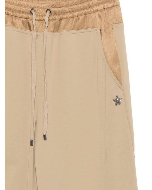 Lorena Antoniazzi Natural Drawstring Star-Patch Trousers