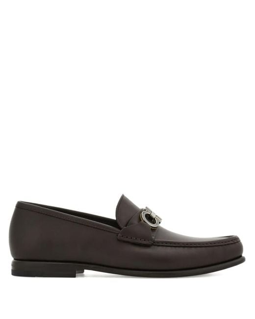 Ferragamo Black Gancini-Buckle Loafers for men