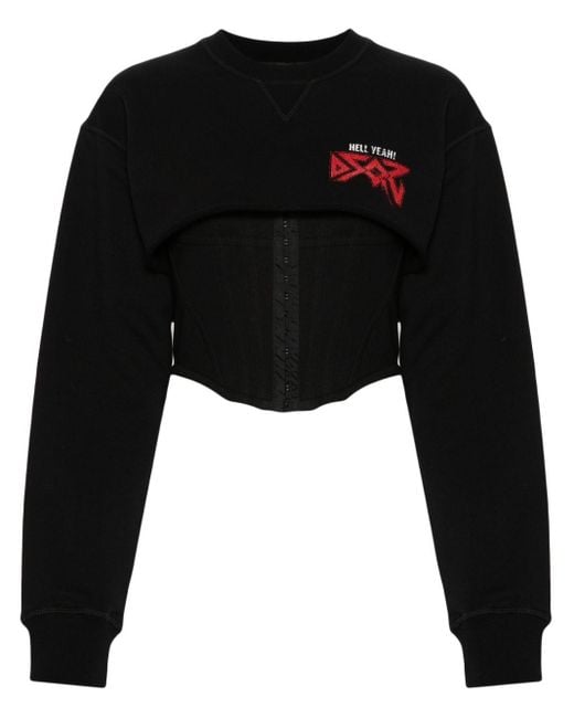 DSquared² Black Corset-Layered Sweatshirt Set