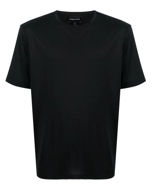 Emporio Armani Black Logo-Embroidered Crew-Neck T-Shirt for men