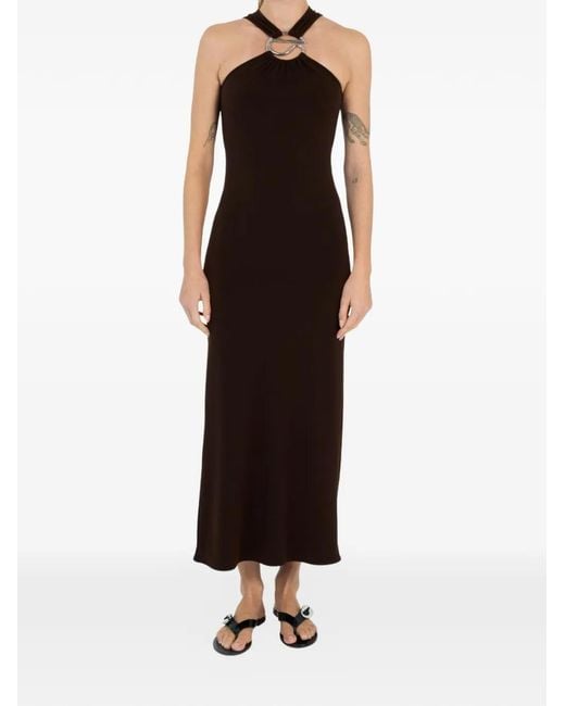 Coperni Black C-Logo Gathered Midi Dress