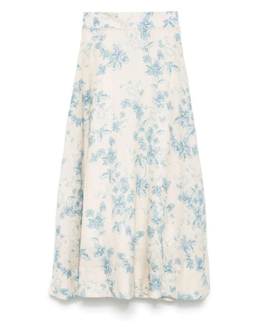 Camisa de lino con estampado floral Agua Bendita de color White