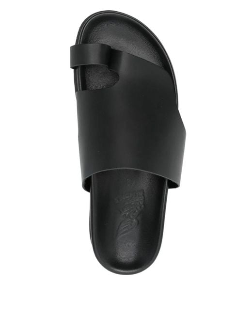 Ancient Greek Sandals Black Xenofon Slides for men