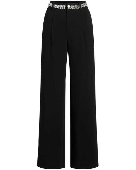 Cinq À Sept Black Rhinestone-Embellished Genna Trousers