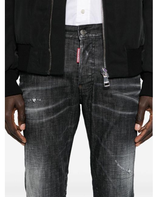 DSquared² Gray Slim Fit Faded Stretch Cotton Jeans for men