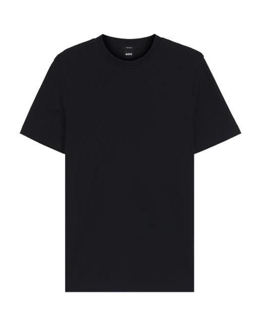 Camiseta de algodón con cuello redondo Boss de hombre de color Black