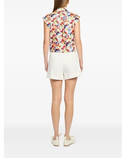 Cinq À Sept White Wildflower Sleeveless Top