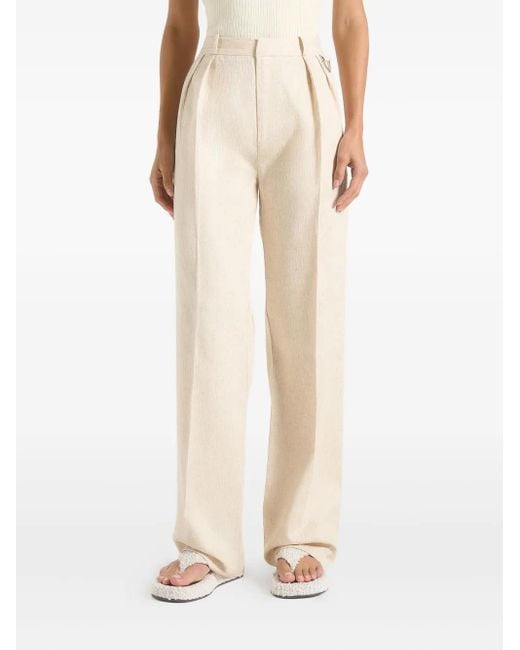 Manière De Voir Natural Julie Twin-Pleat Linen Trousers