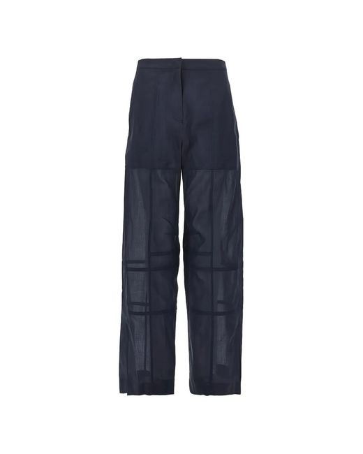 Jil Sander Blue Cotton Organdy Trousers