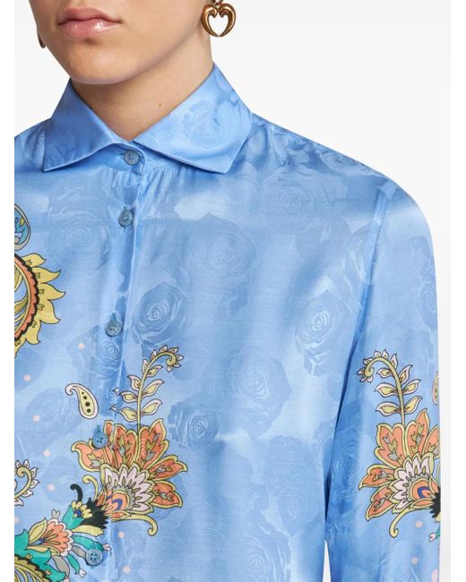 Etro Overhemd Met Paisley-Print in het Blue