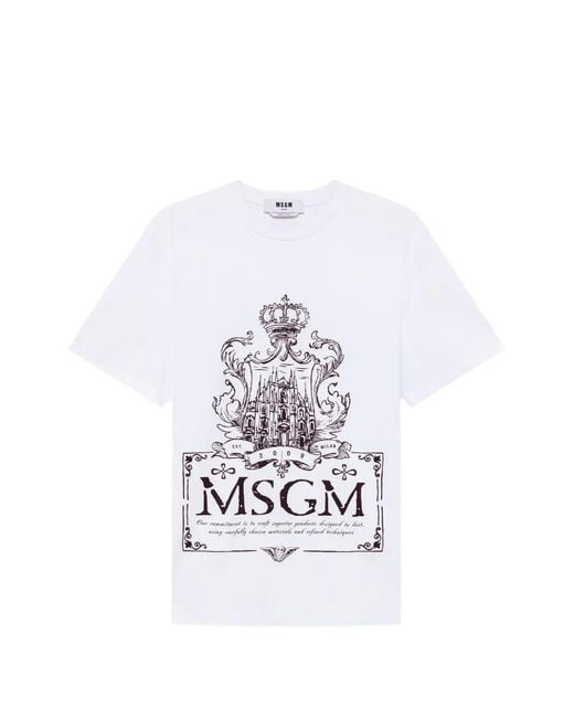 MSGM White Logo-Print T-Shirt for men