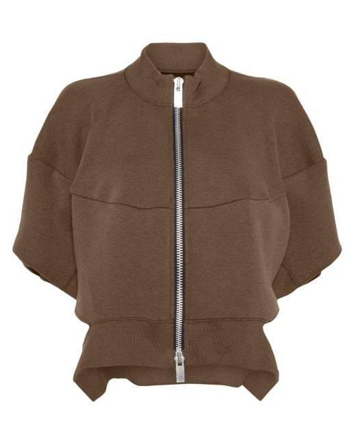 Sacai Brown Cut-out Cotton-blend Jacket