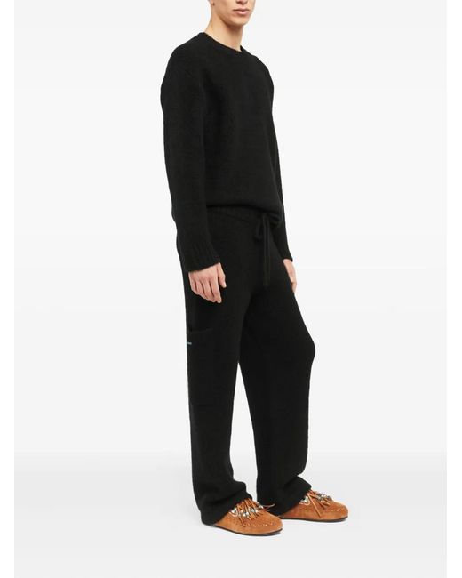 Alanui Black Drawstring Knitted Trousers for men