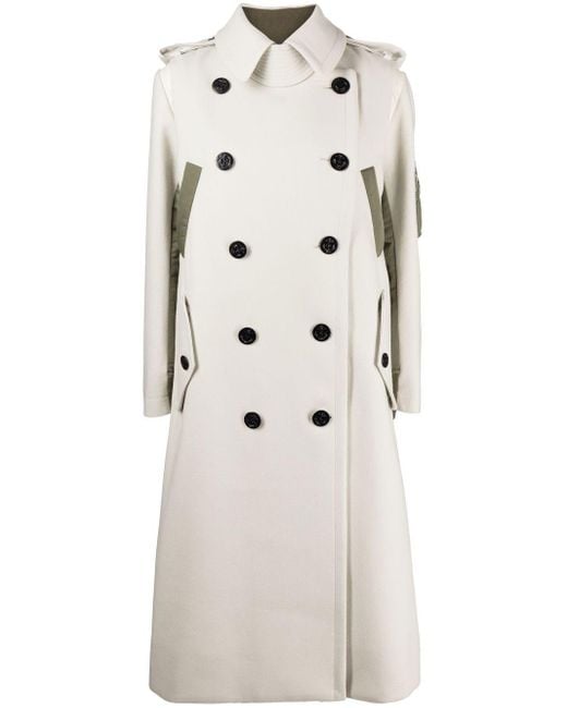 Sacai Natural Layered Double-breasted Trench Coat