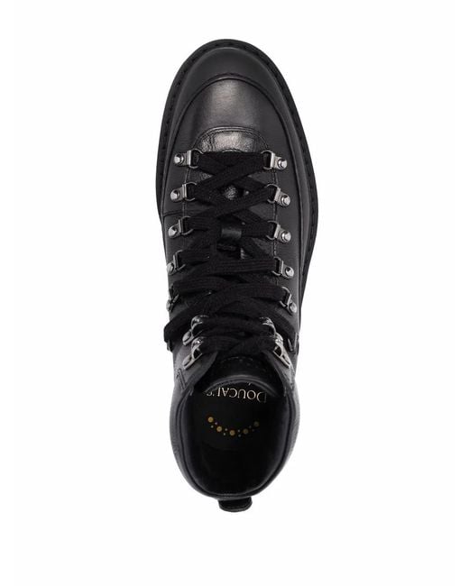 Doucal's Black Lace-Up Ankle Boots for men