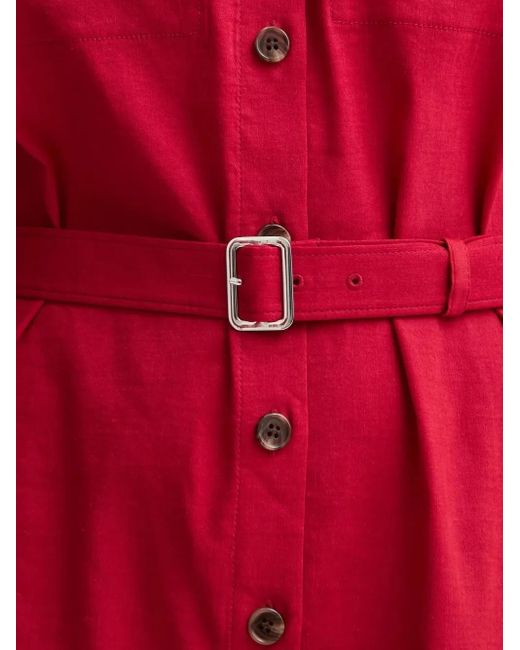 Theory Red Belted Shirt Mini Dress