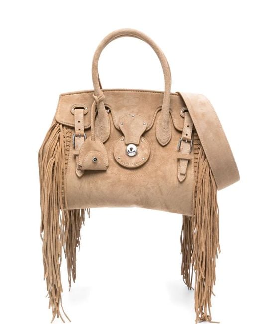Polo Ralph Lauren Natural Ricky Fringe-Suede Tote Bag